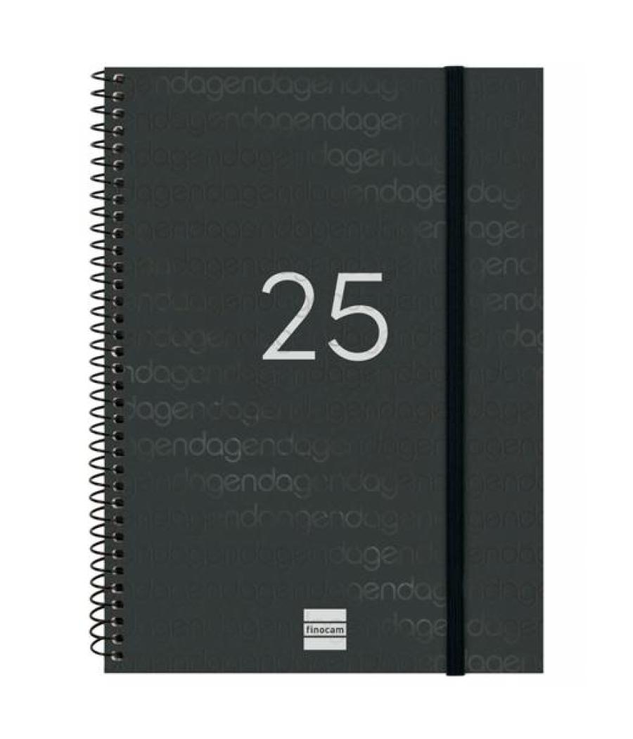 Finocam agenda anual year espiral e10-155x212mm svv negro 2025