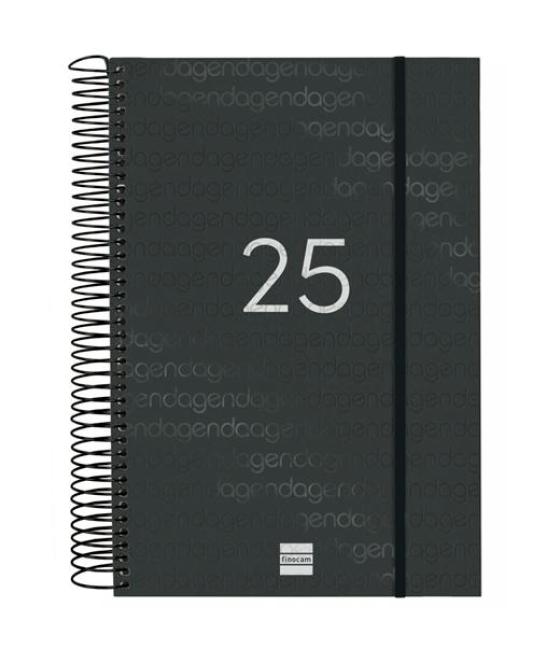 Finocam agenda anual year espiral e11-165x242mm 1dp negro 2025