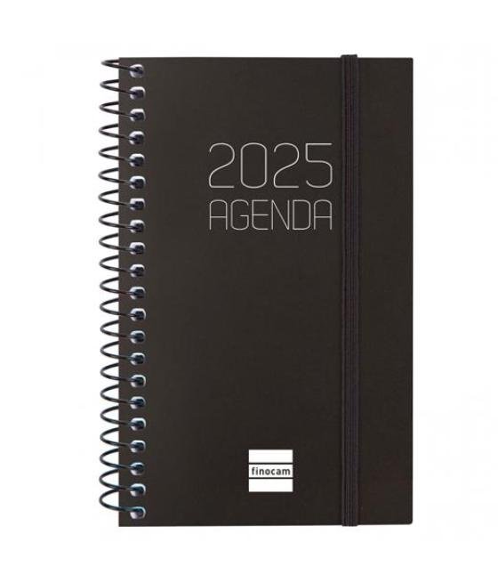 Finocam agenda anual opaque espiral e3-79x127mm svh negro 2025