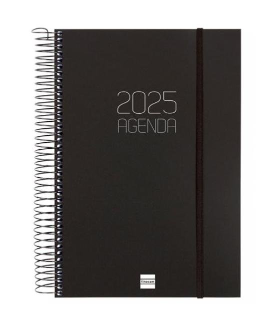 Finocam agenda anual opaque espiral e11-165x242mm 1dp negro 2025