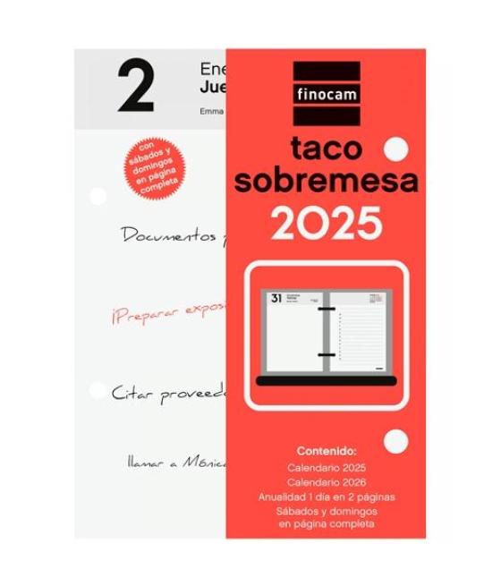 Finocam taco calendario de sobremesa 85x120mm neutro 2025