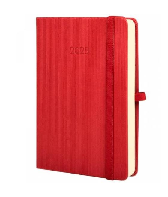 Finocam agenda anual minimal textura m4-118x168mm 1dp rojo 2025