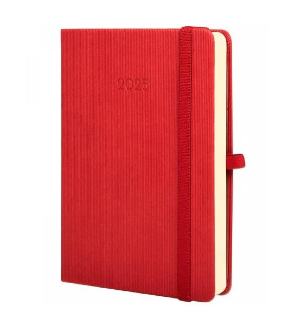 Finocam agenda anual minimal textura m4-118x168mm 1dp rojo 2025