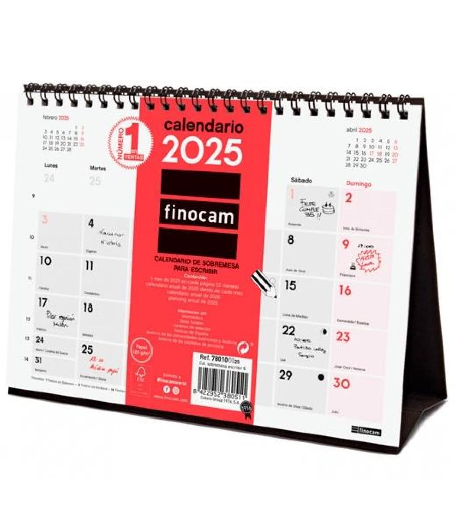 Finocam calendario de sobremesa para escribir s-210x150mm neutro 2025