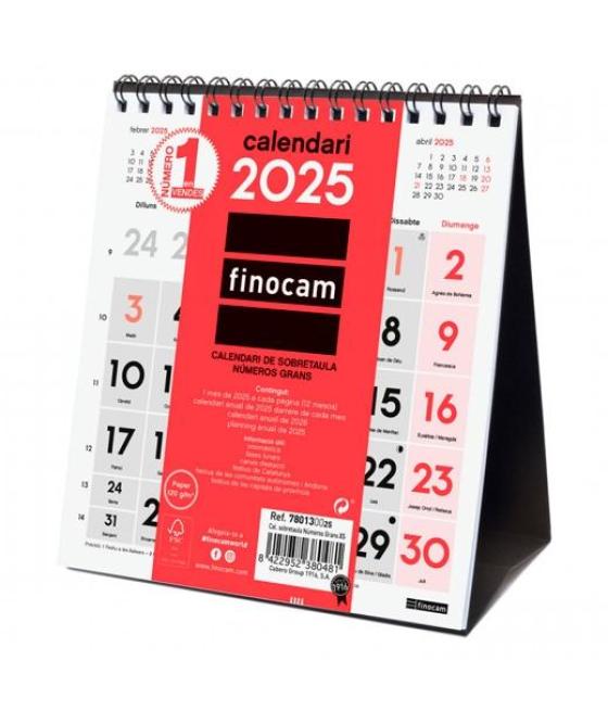 Finocam calendario de sobremesa números grandes xs-140x150mm neutro 2025 catalán