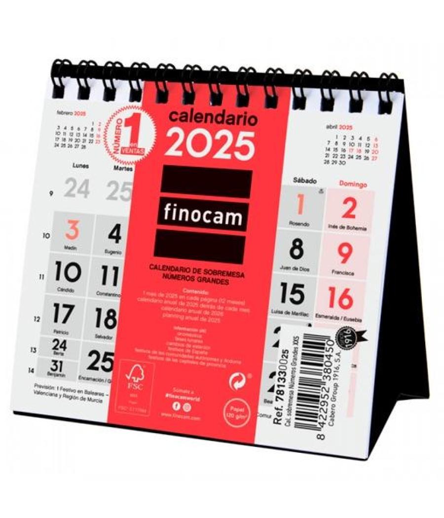 Finocam calendario de sobremesa números grandes xxs-110x100mm neutro 2025