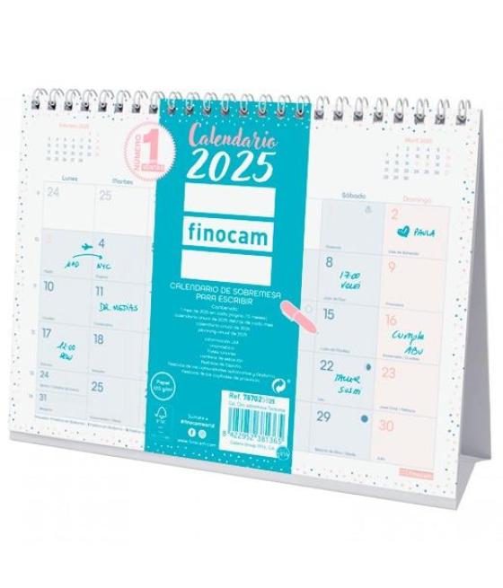 Finocam calendario de sobremesa para escribir s-210x150mm chic turquesa 2025