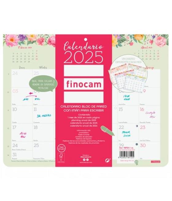 Finocam calendario bloc con imán para escribir 250x200mm design 2025