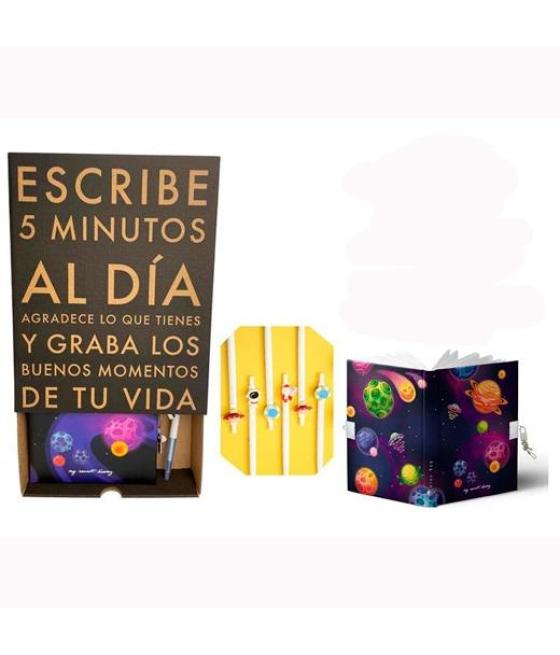 Roymart estuche space sky con diario secreto 168h a5 c/candado + boli a juego