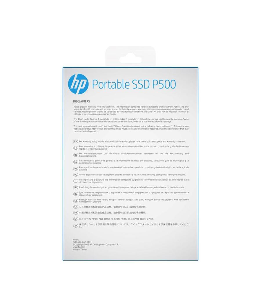 Disco duro externo ssd hp p500 250gb usb tipo c negro