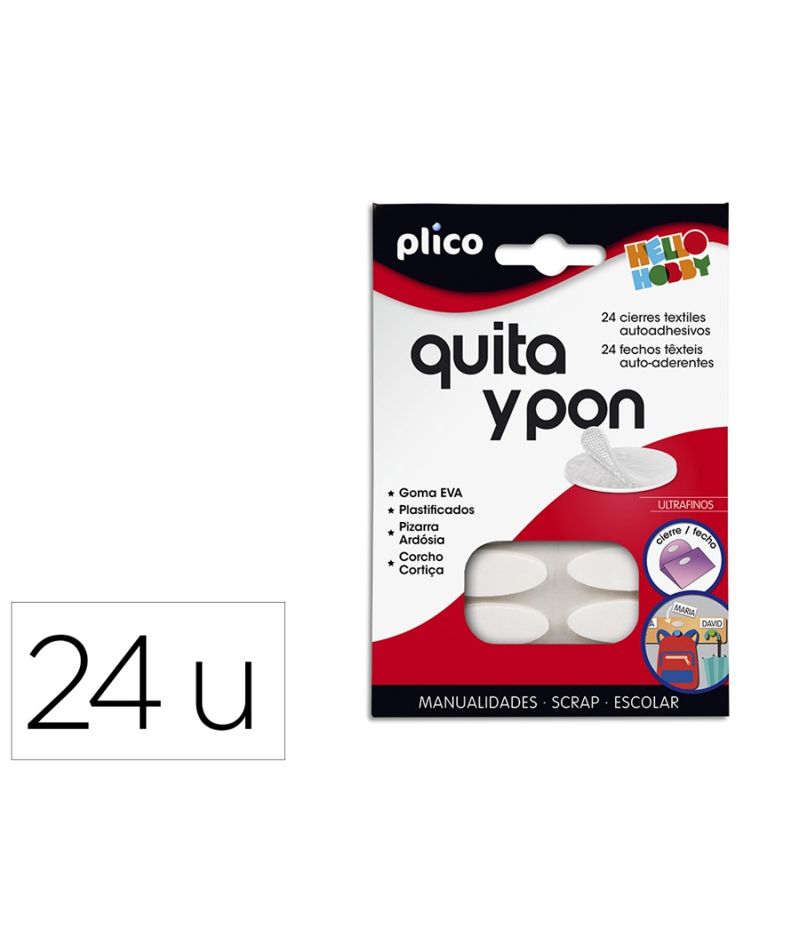 Velcro adhesivo ovalado plico quita y pon blister de 24 unidades