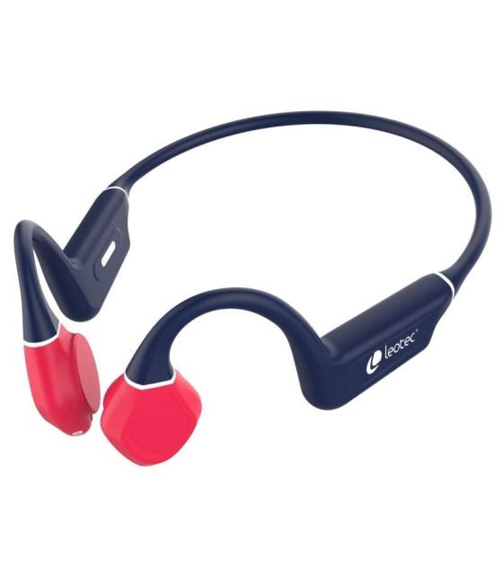 Auriculares inalámbricos deportivos de conducción ósea leotec osea kuri/ con micrófono/ bluetooth/ azules y rojos