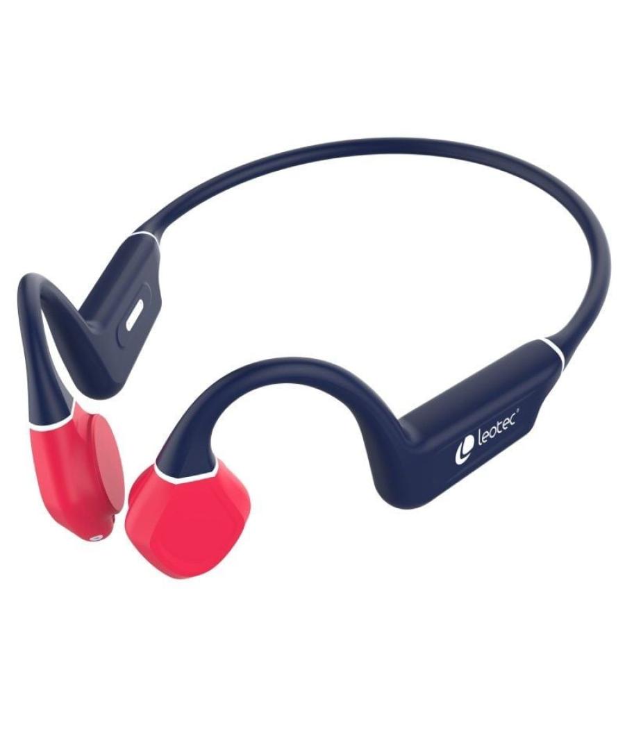 Auriculares inalámbricos deportivos de conducción ósea leotec osea kuri/ con micrófono/ bluetooth/ azules y rojos