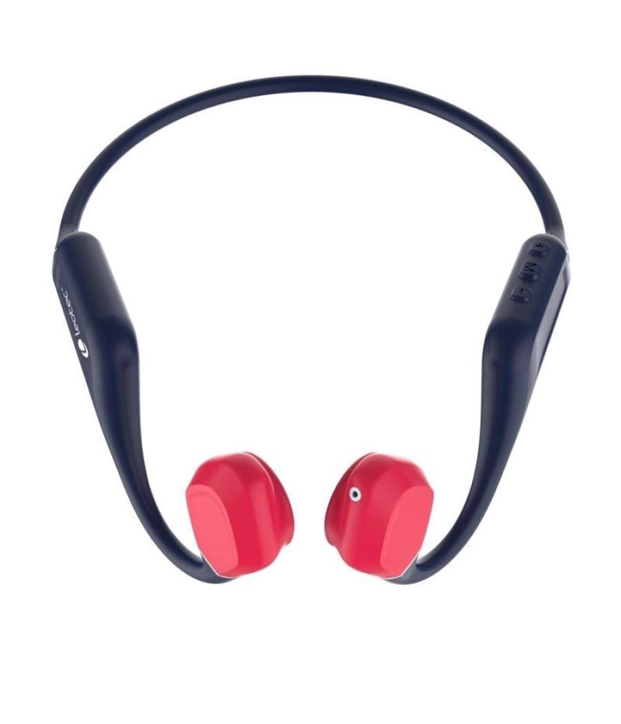 Auriculares inalámbricos deportivos de conducción ósea leotec osea kuri/ con micrófono/ bluetooth/ azules y rojos