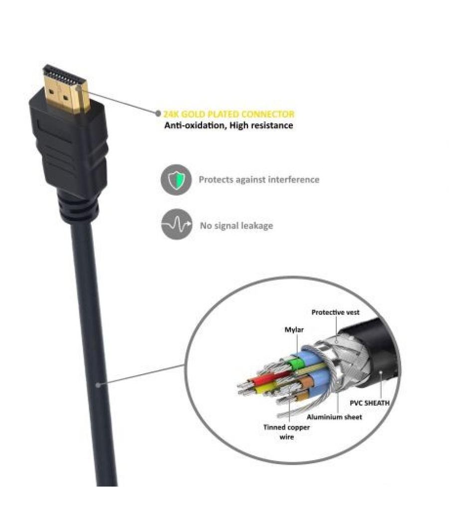 Ewent ultra high speed hdmi 2.1 cable with ethernet, black, m/m 8,0m, 8k@60hz, hdr