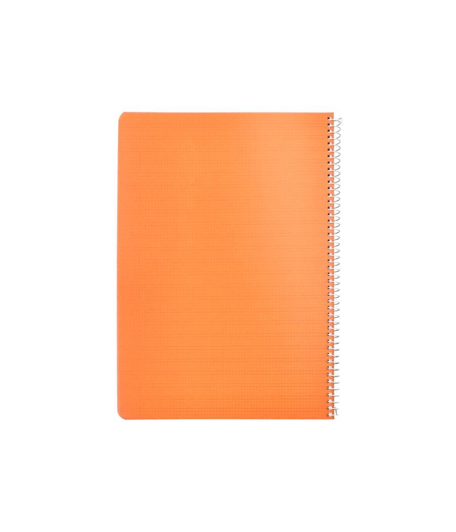 Cuaderno espiral liderpapel din a4 pautaguia tapa plástico80h 90gr cuadro pautado 3mm con margen color naranja