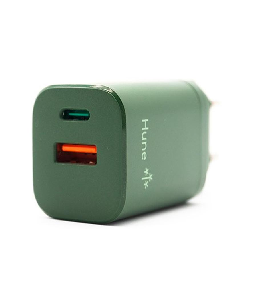 Cargador hune eco 2 puertos 20w usb-c usb-a bosque