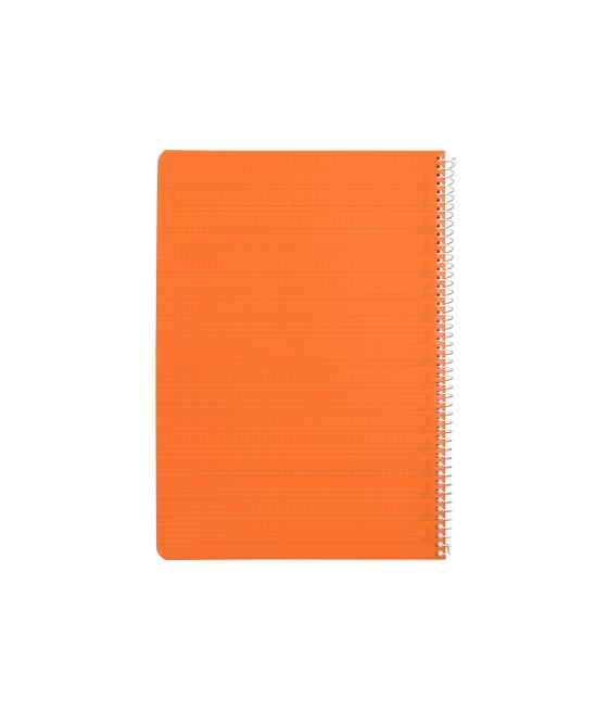 Cuaderno espiral liderpapel din a4 pautaguia tapa plástico80h 90gr cuadro pautado 4mm con margen color naranja