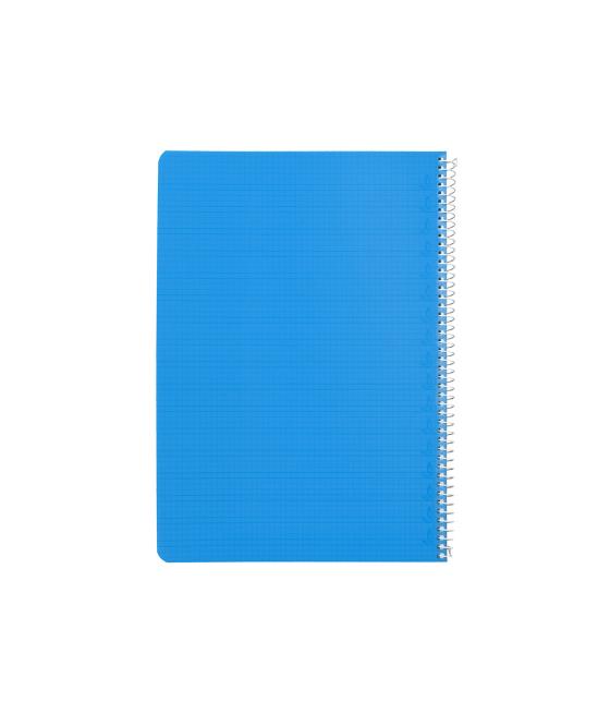 Cuaderno espiral liderpapel din a4 pautaguia tapa plástico80h 90gr cuadro pautado 4mm con margen color azul