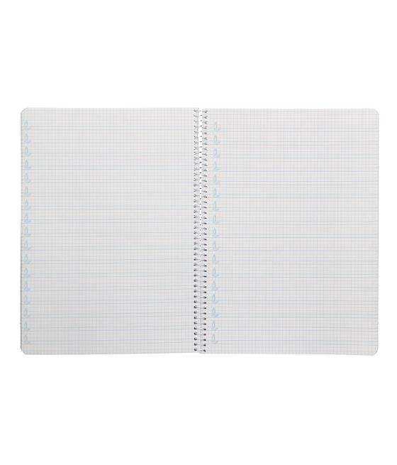 Cuaderno espiral liderpapel din a4 pautaguia tapa plástico80h 90gr cuadro pautado 4mm con margen color azul