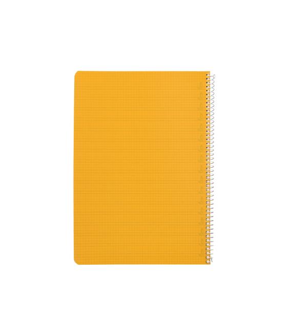 Cuaderno espiral liderpapel din a4 pautaguia tapa plástico80h 90gr cuadro pautado 4mm con margen color amarillo