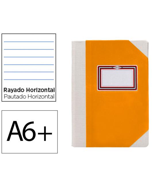 Libro cartóne cosido fernandes flecha din a6+ rayado horizontal 50 hojas 100 gr naranja