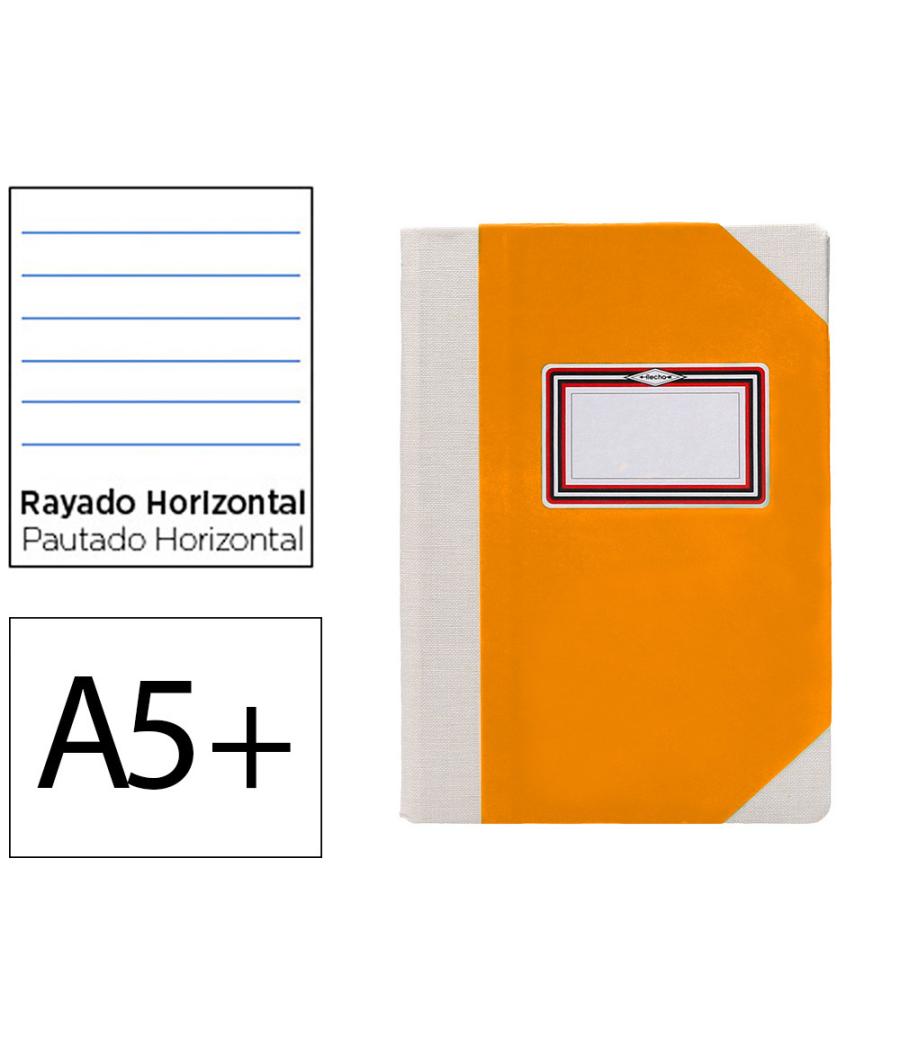 Libro cartóne cosido fernandes flecha din a5+ rayado horizontal 50 hojas 100 gr naranja