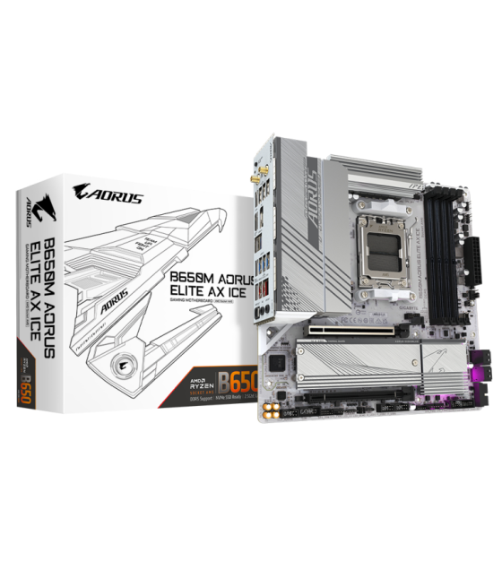 Placa base gigabyte b650m a elite ax ice am5 atx 4xddr5