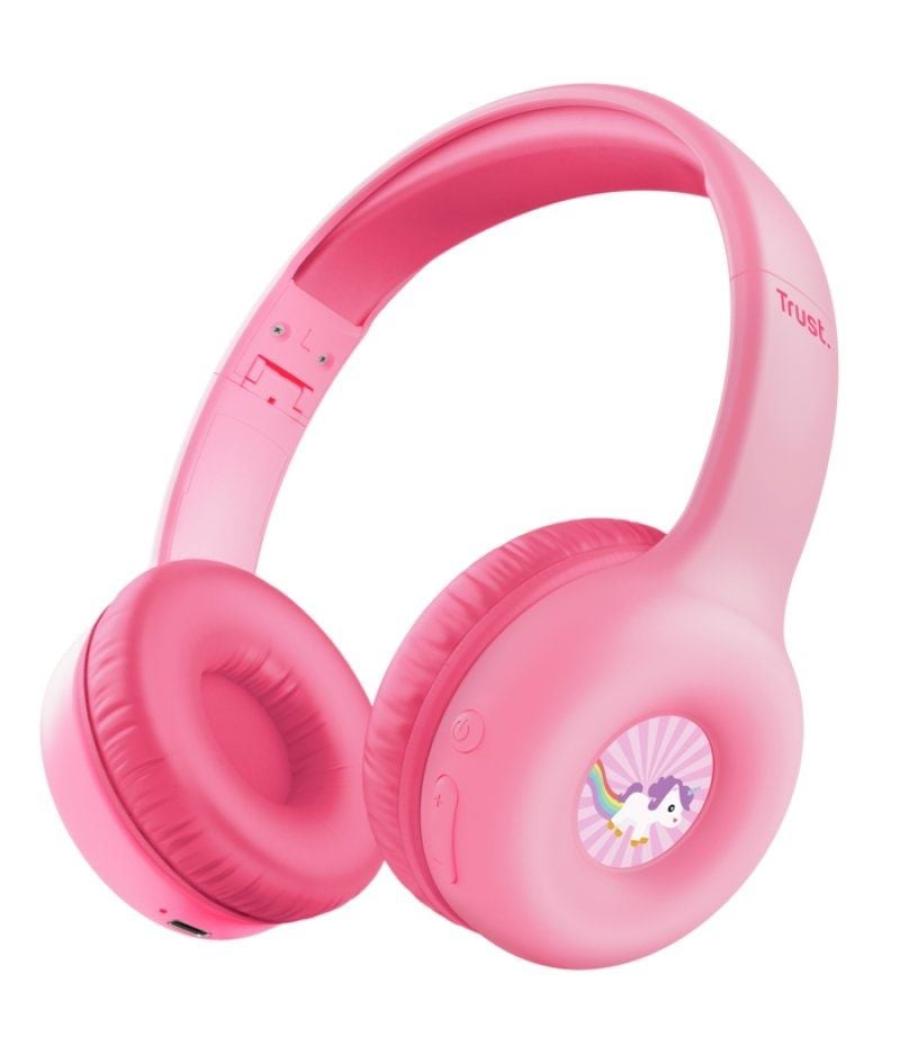 Auriculares infantiles inalámbricos trust nouna kids/ con micrófono/ rosas