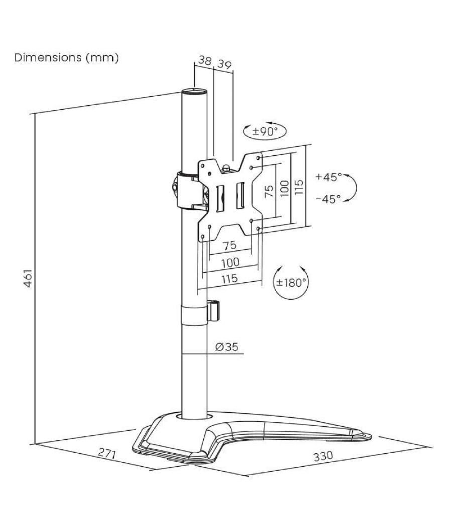 Soporte para monitor aisens dt32tsr-283/ hasta 10kg