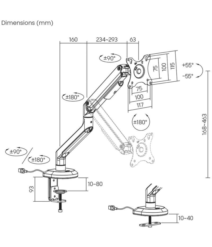 Soporte gaming para monitor aisens dt32tsr-295/ hasta 9kg