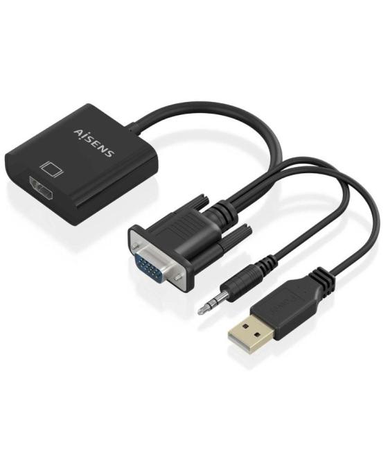 Cable conversor aisens a115-0872 svga macho - usb macho/ jack macho - hdmi hembra/ 20cm/ negro