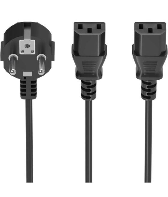 Cable alimentación cpu aisens a132-0865/ cee7 macho - 2x c13 hembra/ 3m/ negro