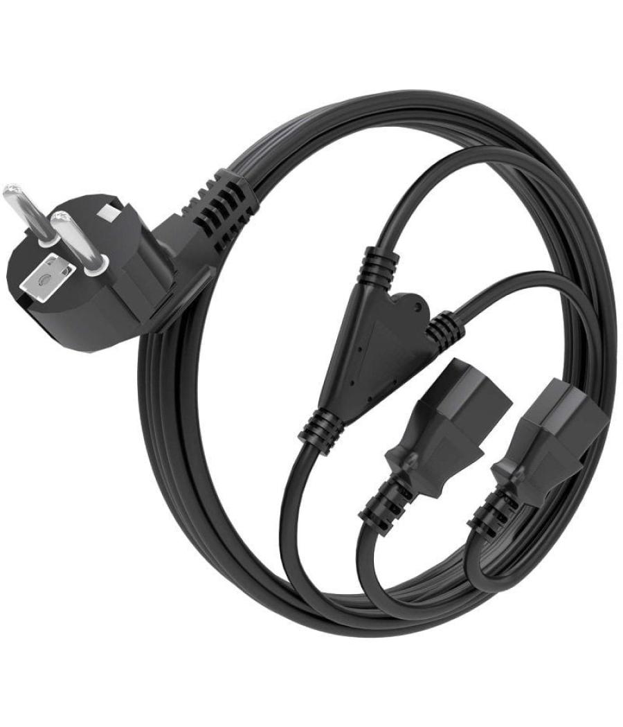 Cable alimentación cpu aisens a132-0865/ cee7 macho - 2x c13 hembra/ 3m/ negro