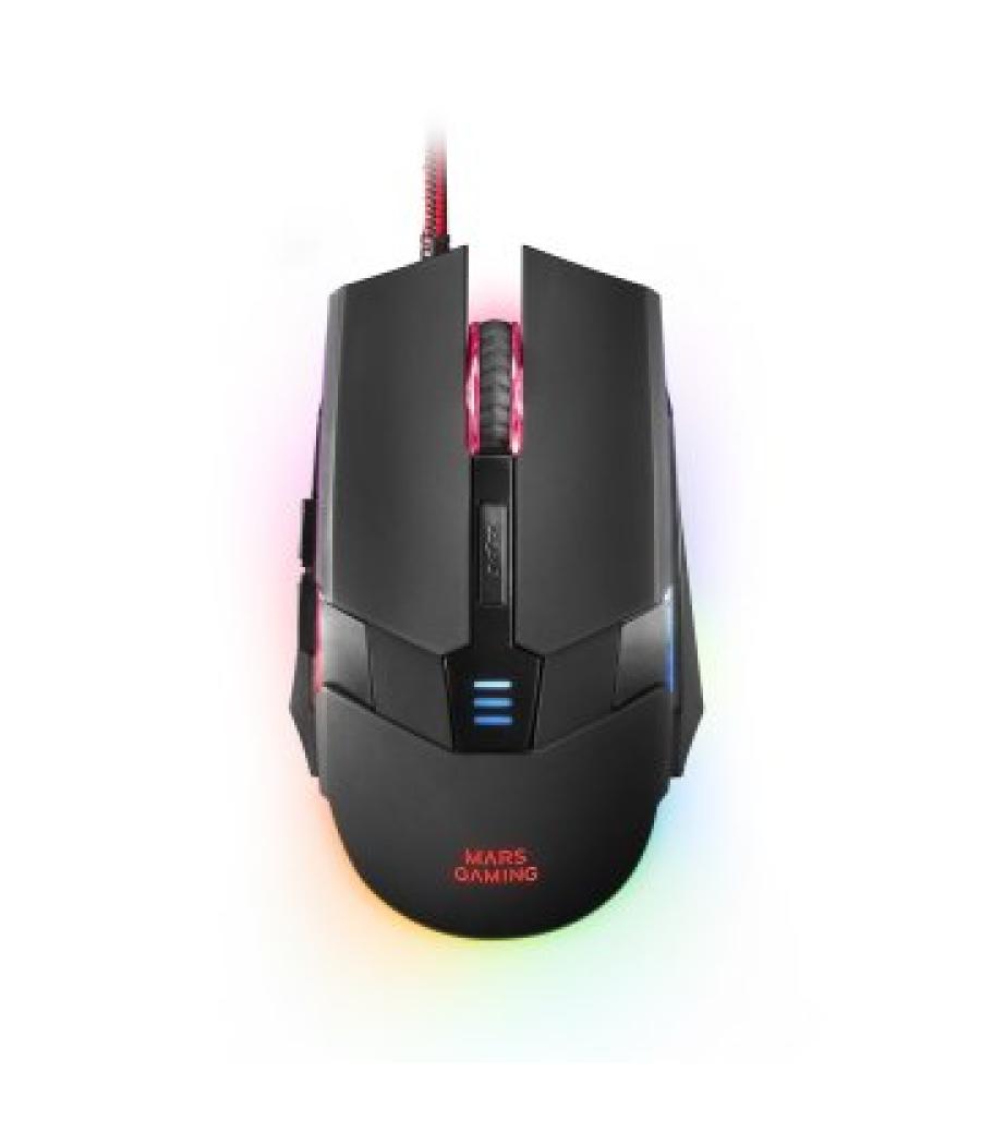 Mouse mars gaming rgb mm116 3200dpi 6 botones gaming cable 2 metros led 7 colores bonton on the fly trenzado usb gold