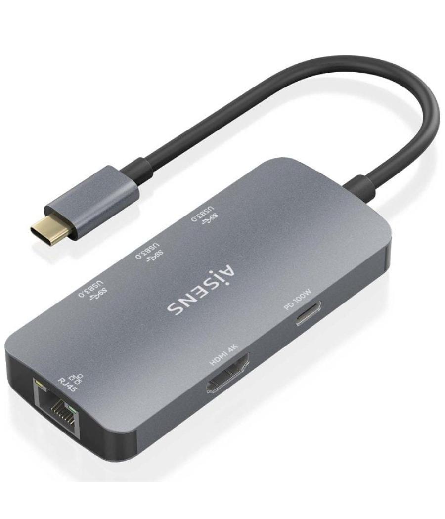 Docking usb tipo-c aisens asuc-6p019-gr/ 1xhdmi/ 3xusb/ 1xrj45/ 1xusb tipo-c pd/ gris