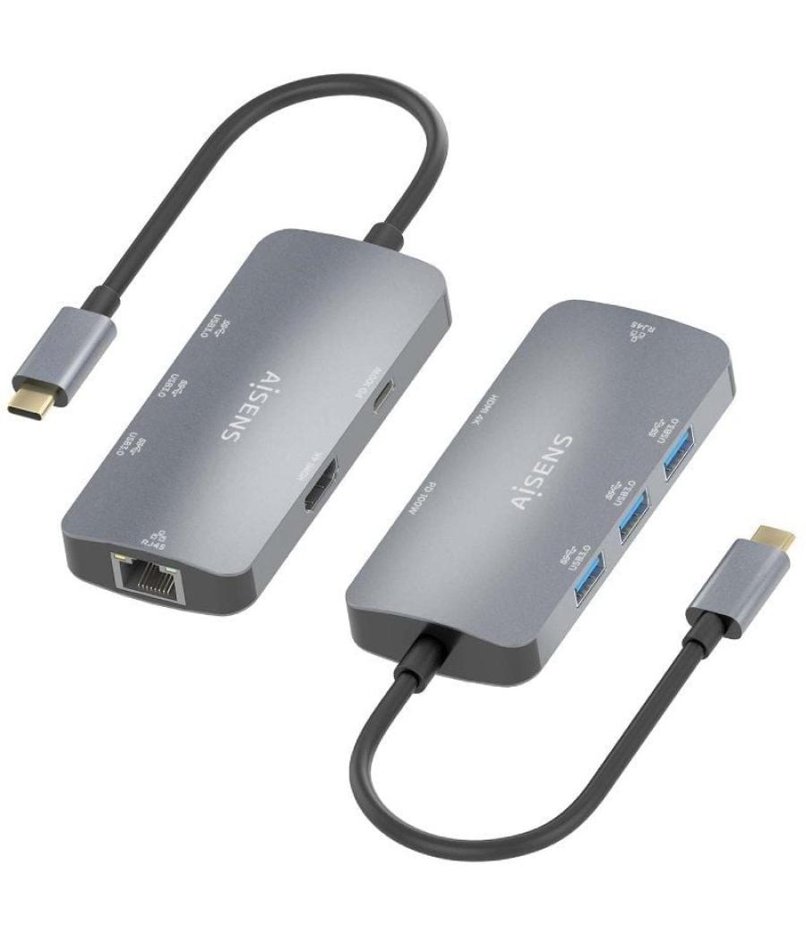 Docking usb tipo-c aisens asuc-6p019-gr/ 1xhdmi/ 3xusb/ 1xrj45/ 1xusb tipo-c pd/ gris