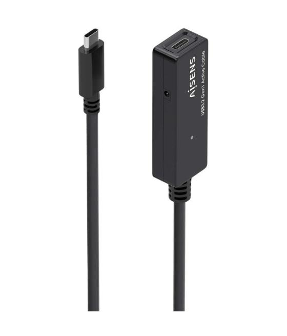 Cable alargador usb 3.2 con amplificador aisens a107-0869/ usb tipo-c macho - usb tipo-c hembra/ hasta 100w/ 20gbps/ 5m/ negro