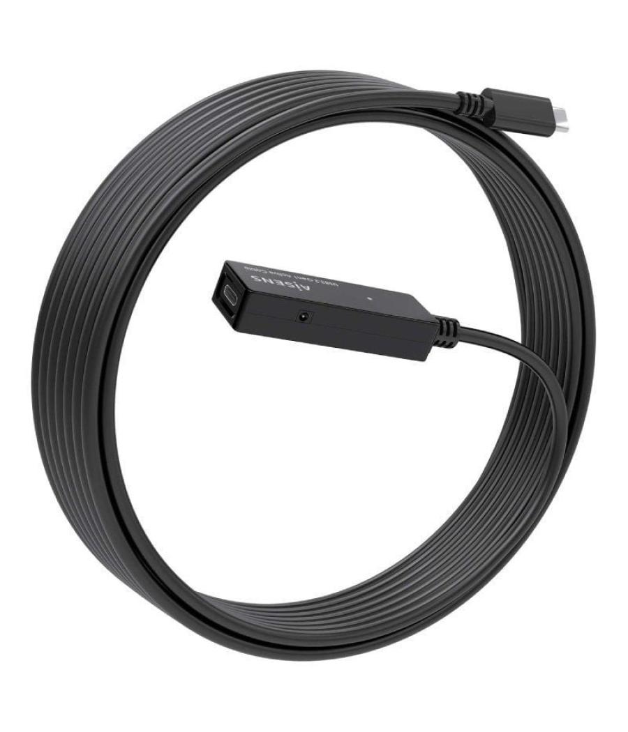 Cable alargador usb 3.2 con amplificador aisens a107-0869/ usb tipo-c macho - usb tipo-c hembra/ hasta 100w/ 20gbps/ 5m/ negro