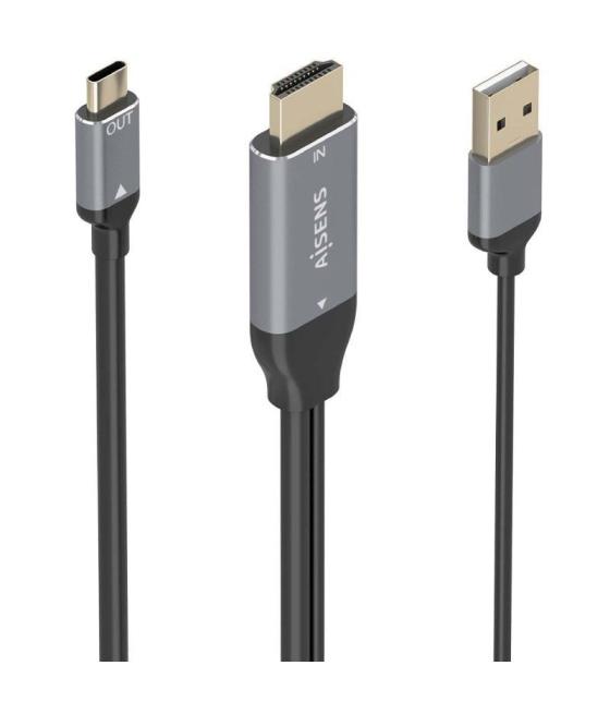 Cable conversor aisens a109-0871/ hdmi macho/ usb macho - usb tipo-c macho/ 1.8m/ negro