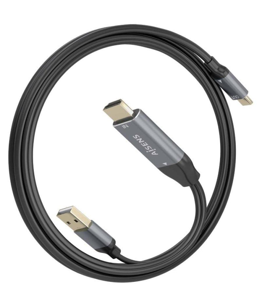 Cable conversor aisens a109-0871/ hdmi macho/ usb macho - usb tipo-c macho/ 1.8m/ negro