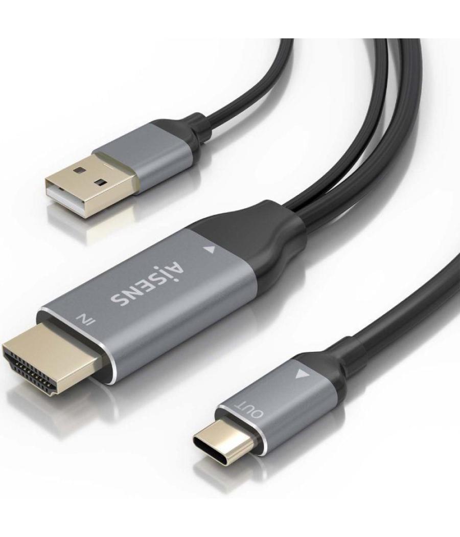 Cable conversor aisens a109-0871/ hdmi macho/ usb macho - usb tipo-c macho/ 1.8m/ negro