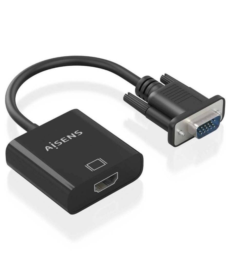 Cable conversor aisens a115-0873/ vga macho/ hdmi hembra - jack 3.5 hembra - microusb / 20cm/ negro