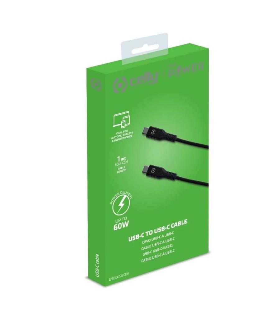 Celly cable usb-c - usb-c 60w 1m negro