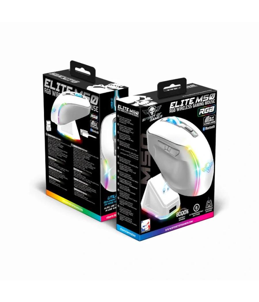 Spirit of gamer raton inalambrico elite m50 blanco