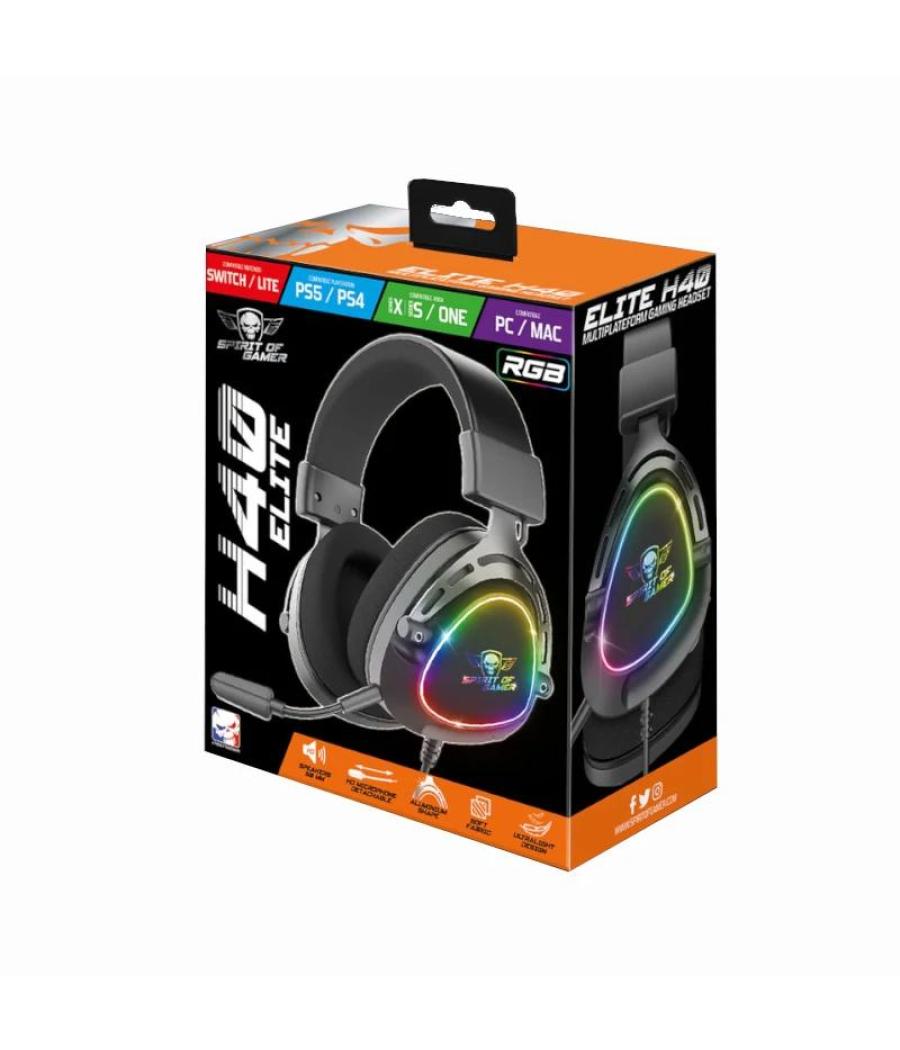 Spirit of gamer auriculares elite h-40 negro