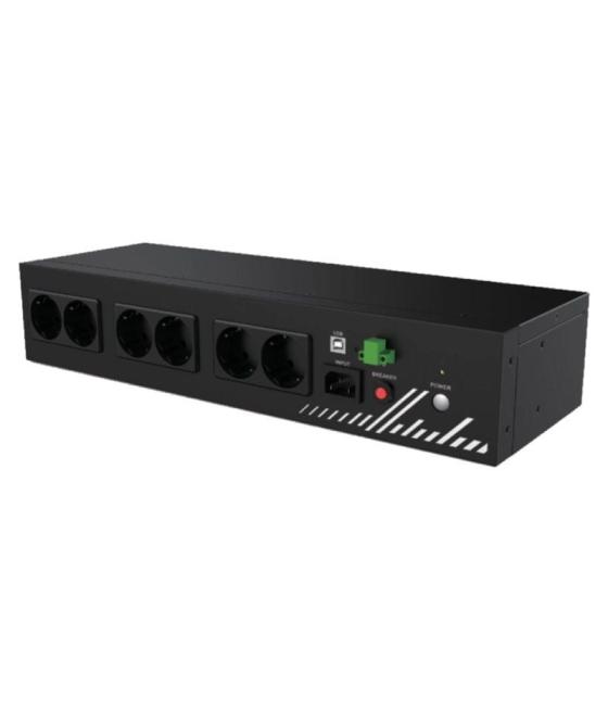 Unidad de distribución para alimentación phasak compact 800 va/ 9a/ 8x schuko/ formato rack 2u