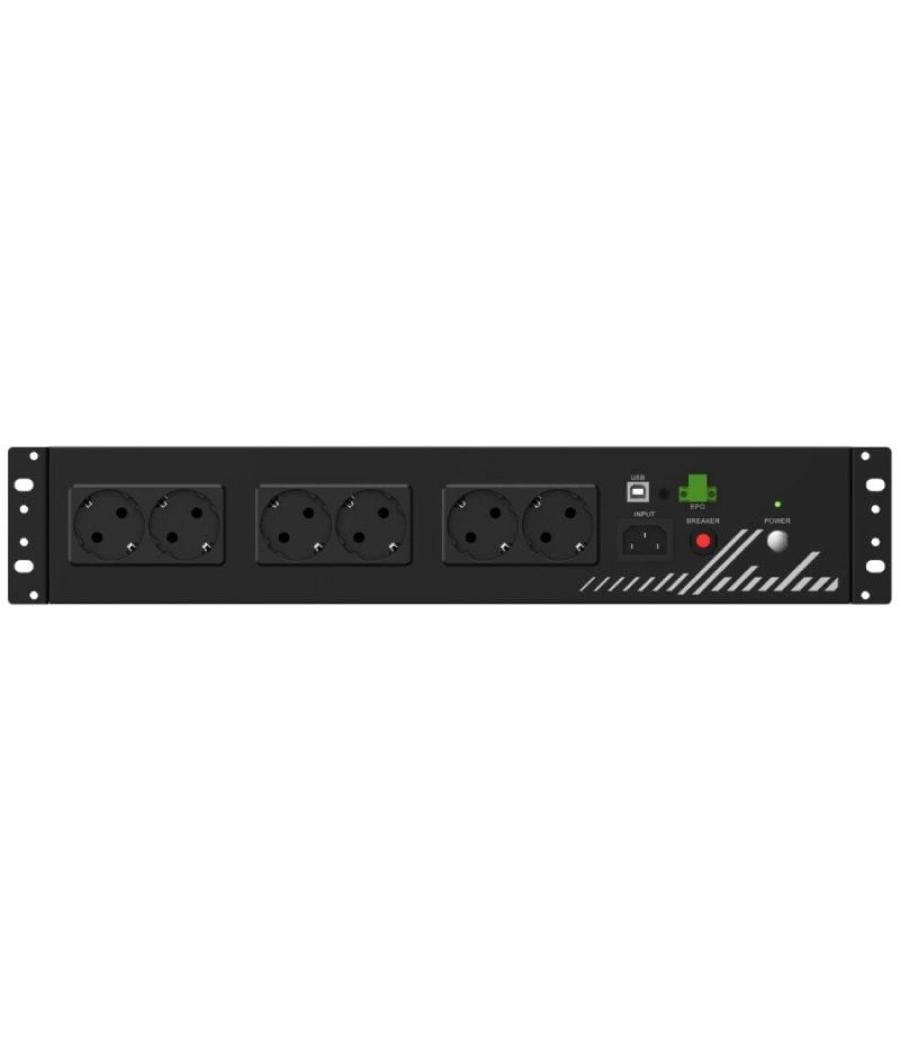 Unidad de distribución para alimentación phasak compact 800 va/ 9a/ 8x schuko/ formato rack 2u