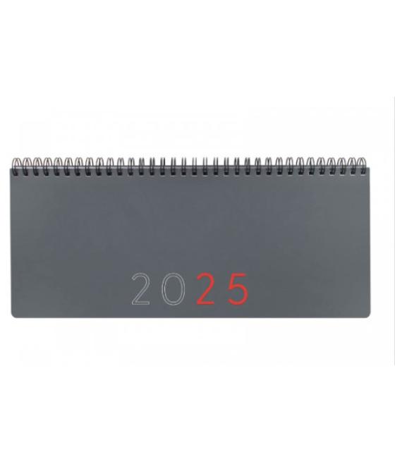 Planificador 2025 semana vista vertical+notas 290x116mm gris internacional finocam 625545025