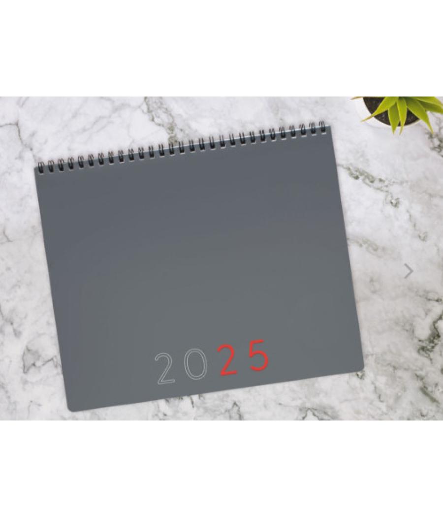 Planificador 2025 mes vertical+notas 250x200mm gris internacional finocam 625505025